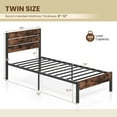 thumbnail image 3 of Costway Twin Bed Frame with Tall Industrial Headboard Heavy-Duty Metal Slats Support Brown, 3 of 10