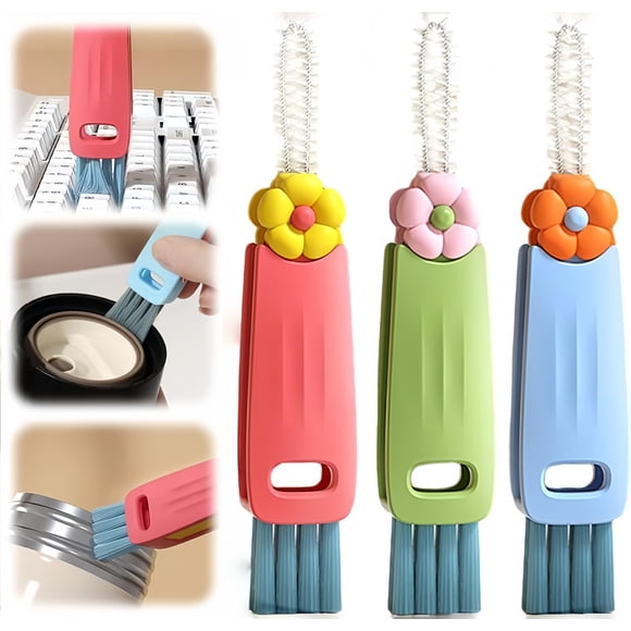 Juego de cepillos de limpieza Shrunqi 3 en 1 con tapa para botellas