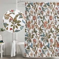 thumbnail image 5 of Red Floral Shower Curtain Set, Waterproof Shower Curtains for Bathroom, Botanical Watercolor Vintage Flower Leaf Washable Fabric Cloth Bath Curtain for Bathtub Decoration with Hooks 60x72 Inches, 5 of 6