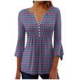 thumbnail image 2 of RXIRUCGD Blouse T-Shirt Décontractée à Manches Courtes Imprimée Mode Rayée pour Femmes, Rose, Taille : m, 2 of 5