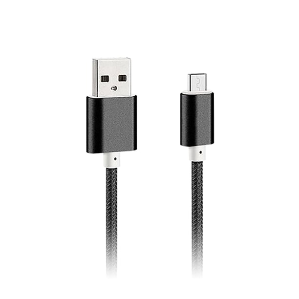 Cable micro USB trenzado de nailon de 3 m Cable de carga Cable extra largo sin enredos para Android (negro)