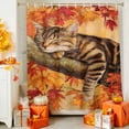 thumbnail image 4 of Shower Curtain 60"W x 72"L Fall Thanksgiving Asleep Cat Maple Leaves Fabric Shower Curtains Set with Hooks Water Repellent Bathroom Curtains Machine Washable Bathroom Accessories, 4 of 6