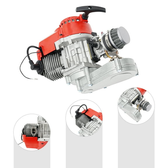 49cc Motor Engine - 2-Stroke Aluminum Engine with Air Cooling System, Max Power 1.9kW/7000rpm, CVT Gearbox for Smooth and Efficient Driving