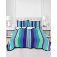 thumbnail image 2 of Quilts Queen Size Bedding Set, Mexican Style Lightweight Quilted Comforter, Colorful Mexico Stripes Teal Blue Soft Reversible Bedspread Coverlet with Pillow Covers for All Season, 90" x 96", 2 of 7