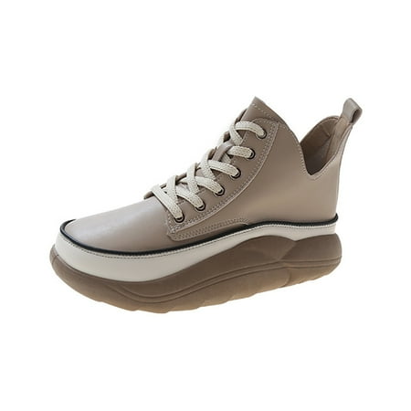 

ASEIDFNSA Womens Sneaker Womens Casual Shoes Size 9 High Top Lace Up Casual Retro Soft Leather Shoes Women S Thick Soled Rocking Shoes Fashion Shoes