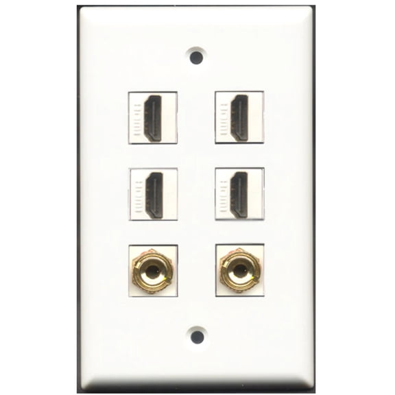 Ultra Spec Cables 4 Port HDMI 2 Banana Wall Plate w/Female/Female Jacks