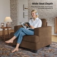 thumbnail image 2 of BLAZANT 39” Accent Chair, Corduroy Single Sofa Couch, Comfy Reading Chair with Extra Deep Seat, Modern Armchair with Square Armrest& Removable Cushion Cover, Small Couch for Small Spaces, 2 of 11