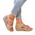 thumbnail image 3 of LoyisViDion Womens Sandals Summer Ladies Slippers Casual Women's Shoes Lightweight Platform Wedges Sandals Beige 5.5, 3 of 9