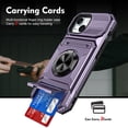thumbnail image 5 of SaniMore for iPhone 15 Plus Stand Case, Armor Design Military-grade Drop Resistant Magnetic Car Mount Hidden Card Holder [Up to 2] Heavy Duty Protective Hybird Shockproof No-slip, Violet, 5 of 7