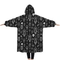 thumbnail image 2 of Oversized Wearable Blanket Hoodie,Black White Gothic Dreamcatcher Owl Skull Pattern Sherpa Blanket Hoodie with Super Pockets,Super Warm Fuzzy Pullover for Women & Men, 2 of 6