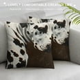 thumbnail image 3 of Cowhide Animal Black White and Brown Faux Fur Throw Pillow Covers  for Chair Bedroom Living Room Sofa Couch Bed Outdoor Double Sided Printing Furry Soft Cozy Pillow Covers, 3 of 5