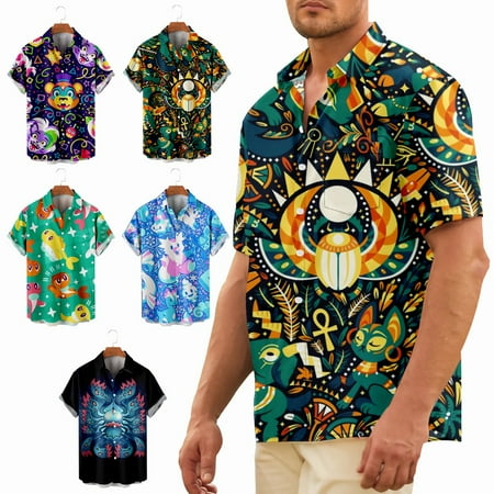 

Men s Collared Button Down Shirt Regular Polyester Bowling Shirts Up to 8XL