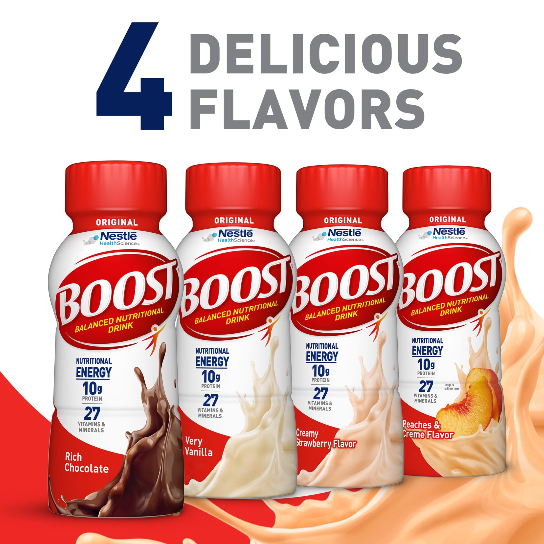 (3 pack) BOOST Original Ready to Drink Nutritional Drink, Peaches & Creme , 24 Count (4 - 6 Packs)