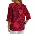 thumbnail image 5 of Warop Women's 3/4 Sleeve Tops Fashionable Printed V-Neck Blouse Loose Fit Pullover T Shirts with Decorative Buttons, 5 of 5