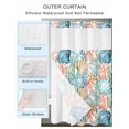 thumbnail image 4 of No Hook Shower Curtain with Snap-in Liner, Coastal Waterproof Fabric Bathroom Curtains, Nautical Summer Beach Coral Starfish Shell Bath Curtains & Mesh Top Window 54"x78", 4 of 9