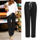 thumbnail image 2 of Gibobby pantalones termicos mujer Pantalón de cintura elástica para mujer con bolsillo Pantalón suelto Pantalones de color sólido (Negro, S), 2 of 5