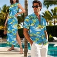 thumbnail image 3 of Jeiento Matching Summer Outfits for Couples Hawaiian Short Sleeve Shirts Coconut Tree Summer Beach Sleeveless Maxi Dress with Pockets, 3 of 6