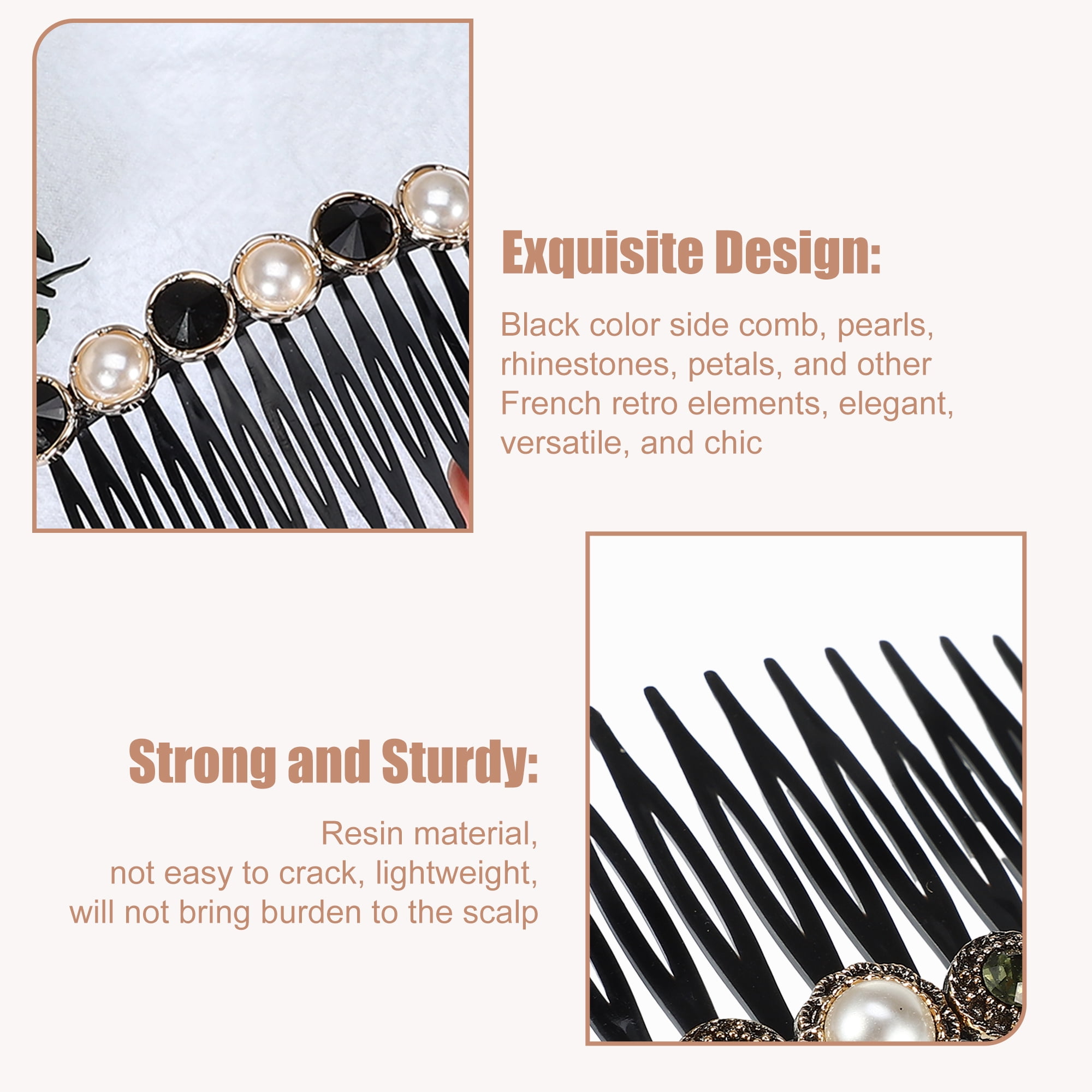 Unique Bargains 5pcs Rhinestone Side Hair Comb with Vintage Faux Pearl for Women Brides