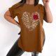 thumbnail image 2 of Moda Retro Moda Casual Cuello redondo Manga corta Ranura Estampado Camiseta Top Pompotops hkajfhjk460687, 2 of 9