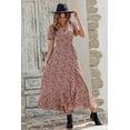 thumbnail image 3 of PRETTYGARDEN Women's Summer Wrap Maxi Dress Casual Boho Floral V Neck Short Sleeve Ruffle Hem Split Beach Long Dresses, 3 of 7