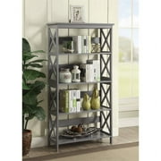 Pemberly Row Five-Tier Bookcase in Gray Wood Finish