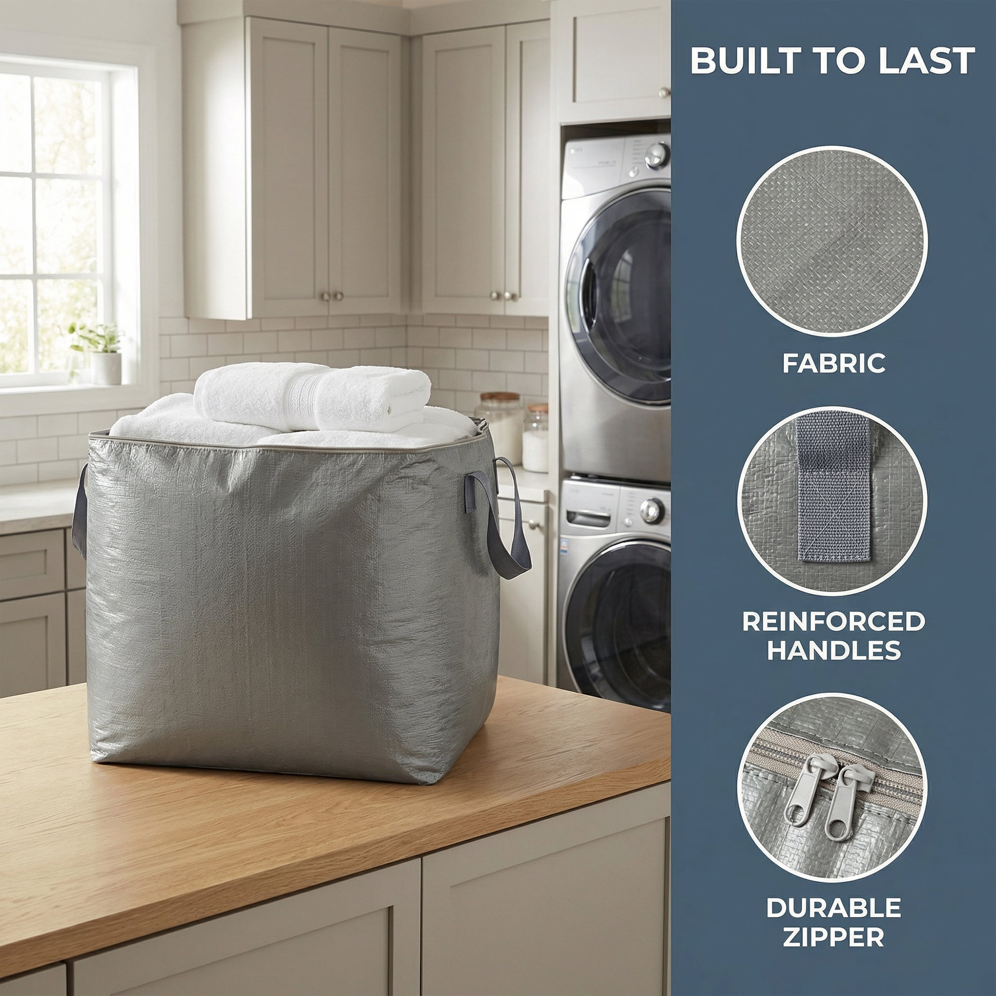 Unique Bargains Clothes Storage Bag with Handles Grey 23.6"x19.7"x23.6"