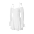 thumbnail image 2 of hirigin Women's Summer Short Skinny Dress White Long Sleeve Off Shoulder Low Cut Sling Dress, 2 of 9