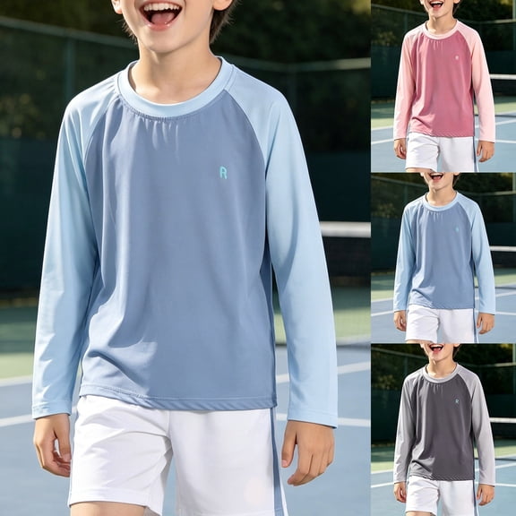sususu Boys Swim Set Boys UPF 50 Swim Shirt Long Sleeve,UV Sun Protection Rash Guard, Youth Kids SPF Water Shirts for Beach Surf Sky Blue 7-8 Years