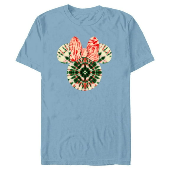 Disney Minnie Mouse Head Christmas Holiday Tie-Dye Retro - Short Sleeve Blended T-Shirt for Adults - Customized-Ocean Blue