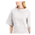 thumbnail image 3 of ALFANI Womens White Animal Print Short Sleeve Crew Neck Top XL, 3 of 4