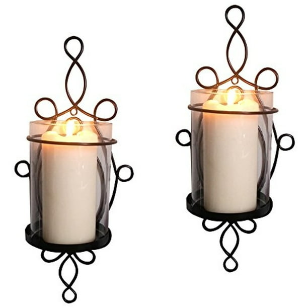 Raphael Rozen Modern Glass Sconce Set 2 Piece Wall Mounted Decorative Candle Holder Set Clear