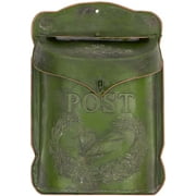 Creative Co-op DA5059 Embossed Tin Letter Box, 10.5" x 15.5", Green