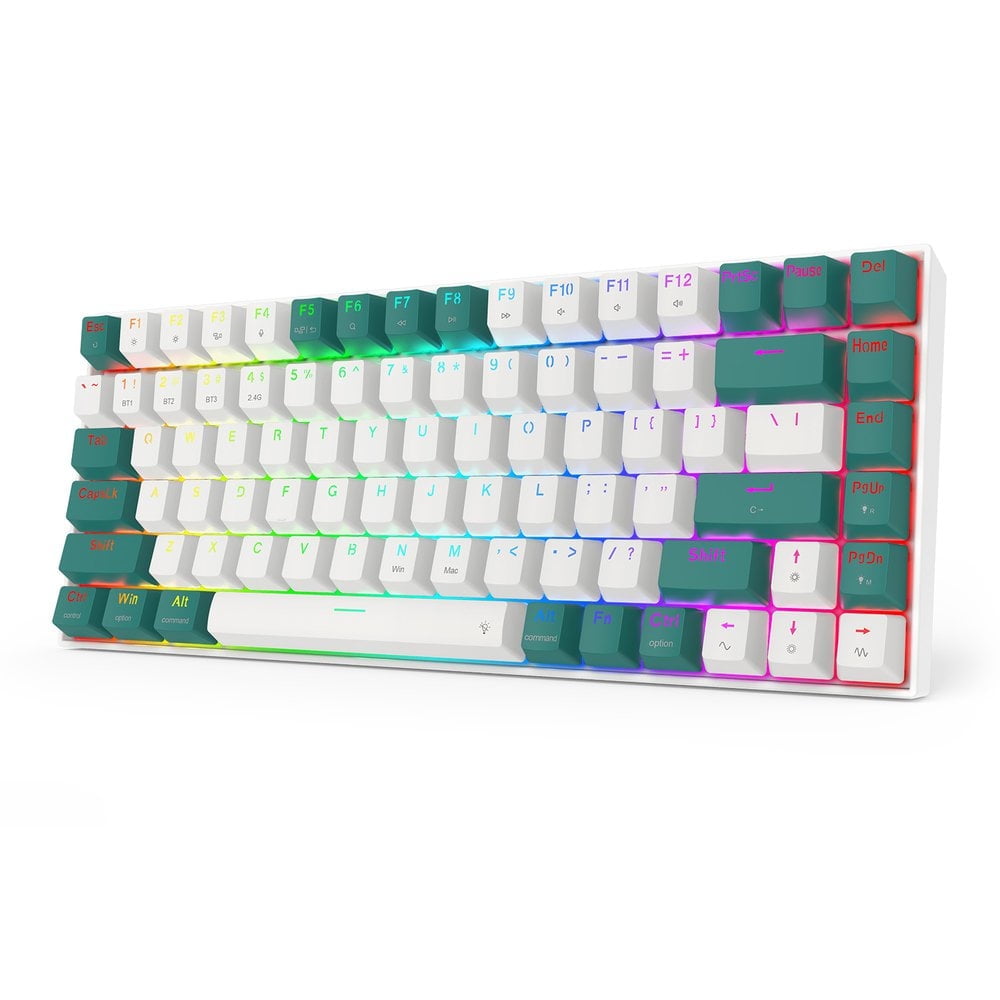 Redragon K678 Pro Singed  82% Wireless RGB Mechanical Keyboard, BT/2.4Ghz/Wired 3-Mode 61 Keys Compact Gaming Keyboard w/Hot-Swap Socket, Free-Mod Plate Mounted PCB & Linear red Switch