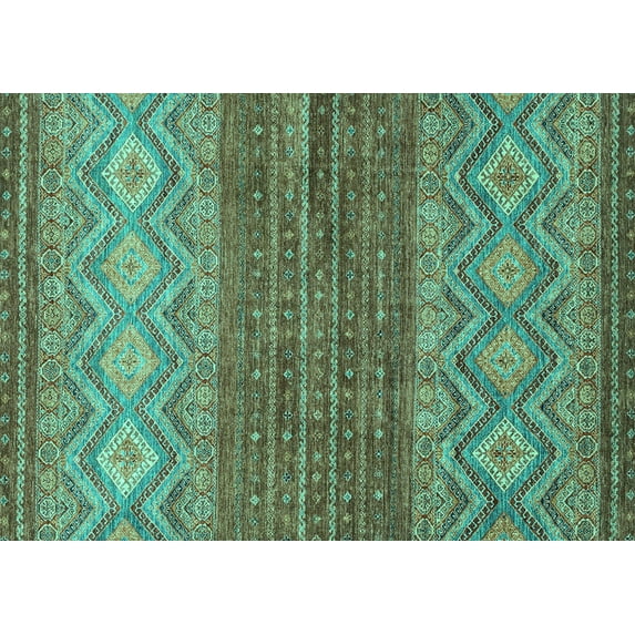 Ahgly Company Indoor Rectangle Abstract Turquoise Blue Modern Area Rugs, 5' x 8'