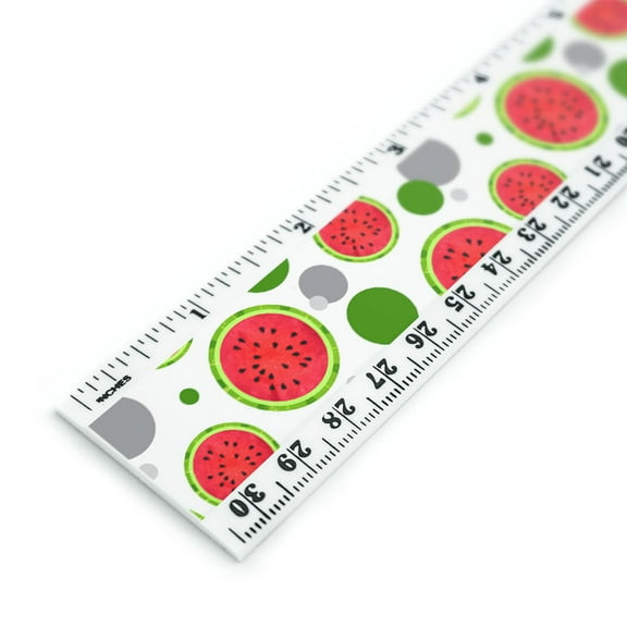 Watermelon 12 Inch Standard and Metric Plastic Ruler