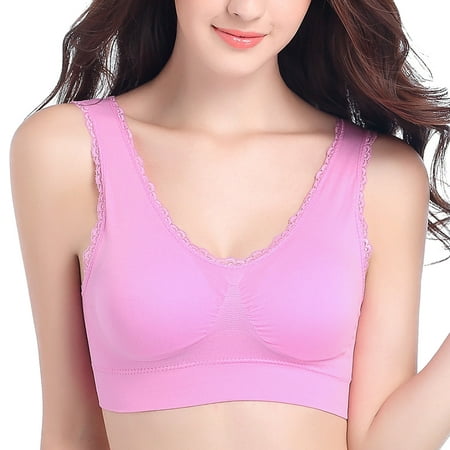 

eczipvz Sports Bras for Women Women s Marks Jelly Underwire Latex And No Underwear Glue Bra without Semi-Liquid Pink S