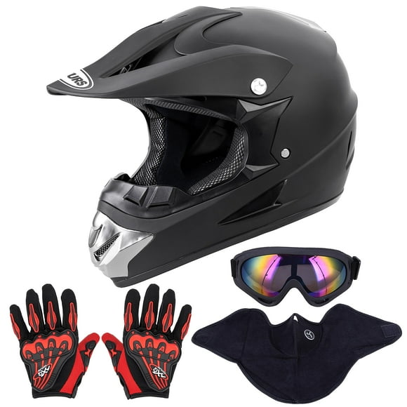 Casco de moto OUMURS para adultos, moto cross bike con gafas y guantes, color negro