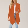 thumbnail image 2 of Ediodpoh Women Fashion Long Sleeve Cardigan for Women Autumn Lightweight Open Front Draped Mid Long Asymmetric Coat Orange S, 2 of 5