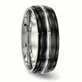 thumbnail image 4 of Acier Inoxydable Poli IP Noir Bordé Anneau 12 Taille, 4 of 6