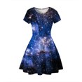 thumbnail image 3 of WILLBEST Robes pour Femmes Robe Décontractée Ciel Étoilé Imprimé Numérique Ligne A Manches Courtes T-Shirt Robe Jupe, 3 of 3
