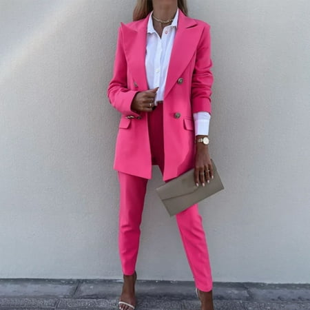 

Leesechin Blazers for Women Fashion Casual Loose Solid Color Suit Suit Office Two-piece Suit on Clearance