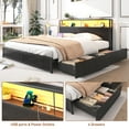 thumbnail image 3 of King Bed Frame with LED Lights Headboard and 4 Drawers, Platform Metal Bed Frame with Power Charging Station and USB Ports, No Box Spring Needed, Noise-Free, 3 of 7