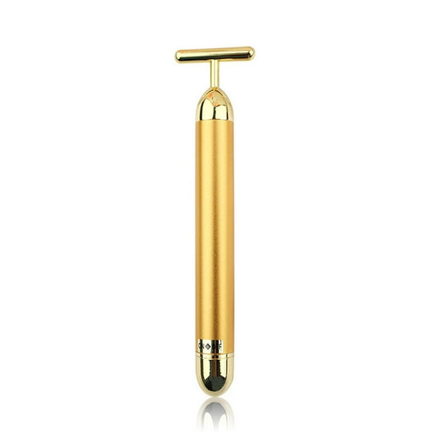 Vogacara Barra de belleza facial eléctrica, masajeador resistente al agua, rodillo Facial para apretar el cuidado de la piel, masajeador con pilas Tratamientos faciales Gold Vogacara CE012182-01B