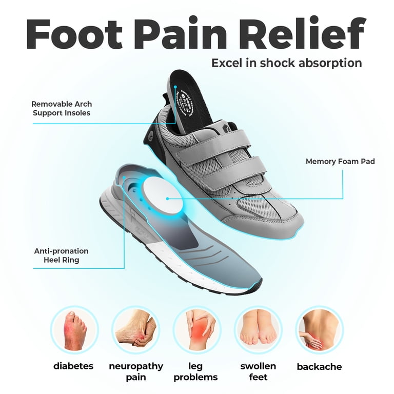 FitVille Extra Wide Walking Shoes for Men Hook and Loop  display picture 1