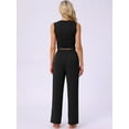 thumbnail image 4 of DARING DIVA LoungeStretchy Side Ruched Crop Top Tank Pajama Set XS Black, 4 of 7
