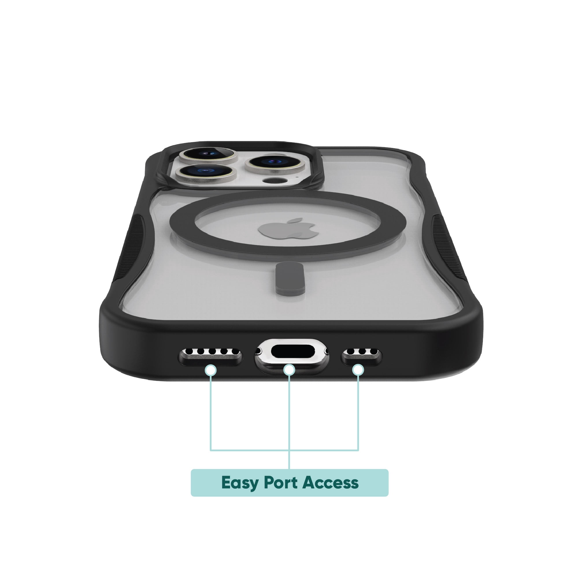 onn. MagSafe Compatible Dual-Layer Phone Case for iPhone 15 Pro - Black/Clear