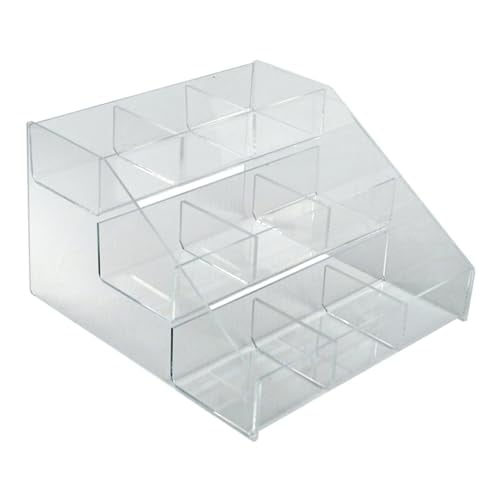 Azar 326039 Three-Tier Counter with 9-Compartment Counter Step Display, 12" W x 11.75" D x 7.125" H
