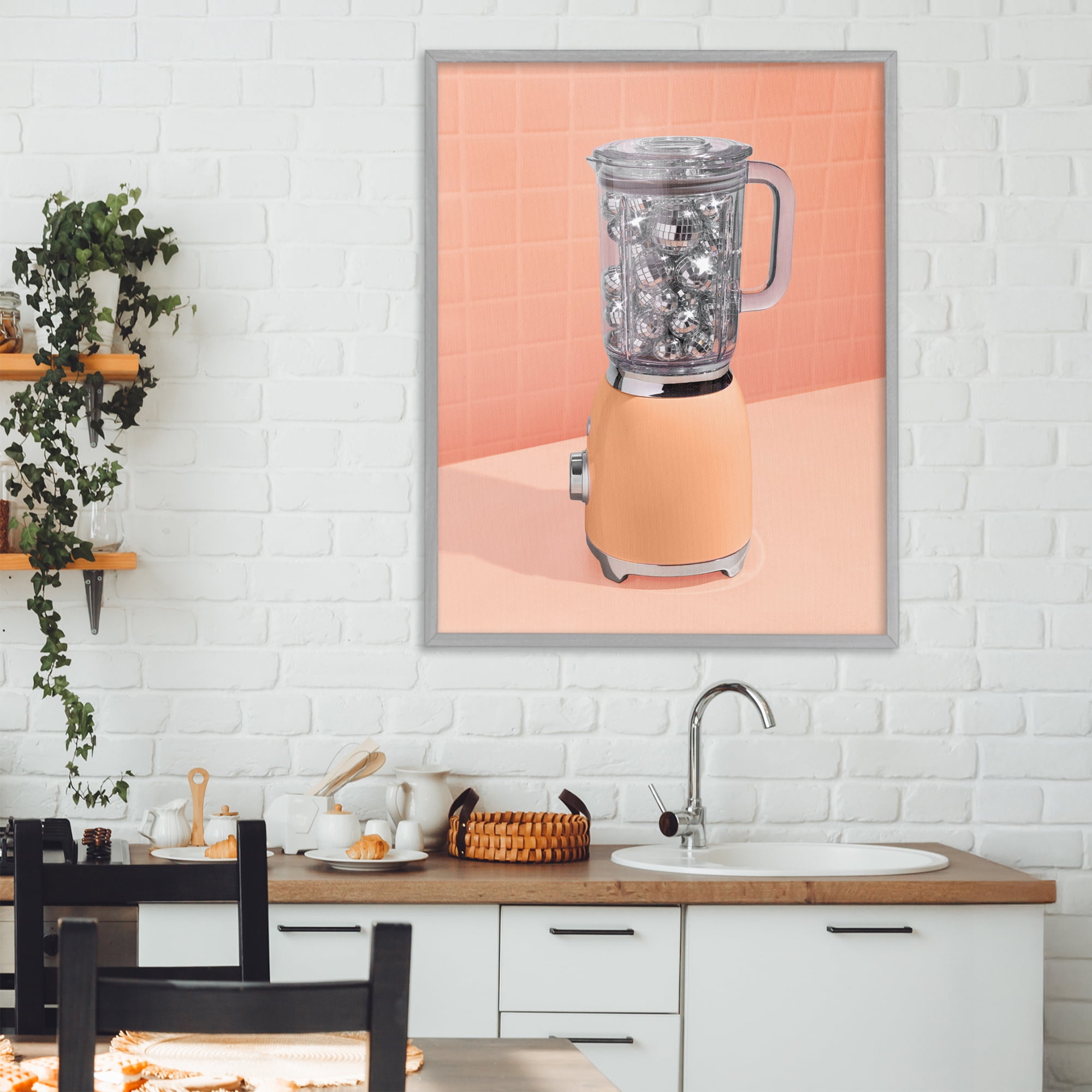 Stupell Industries Disco Drink Blender over Orange Gray Framed Giclee Art, design by LISH Creative