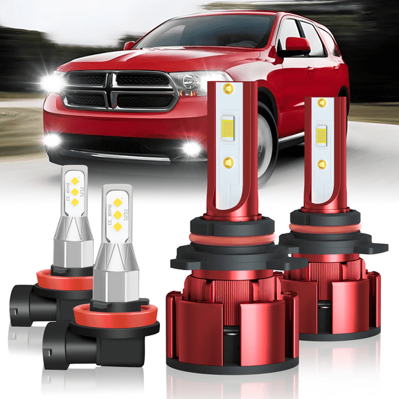 For 2014-2015 Dodge Durango LED Headlight 9012 Hi/Lo Beam H11 Fog Light Bulbs 4pc
