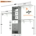 thumbnail image 4 of Homieasy 96 Inches Closet System, 8FT Walk In Closet Organizer with 3 Shelving Towers, Heavy Duty Clothes Rack with 3 Drawers, Built-In Garment Rack, 96" L x 16" W x 75" H, White and Grey, 4 of 8